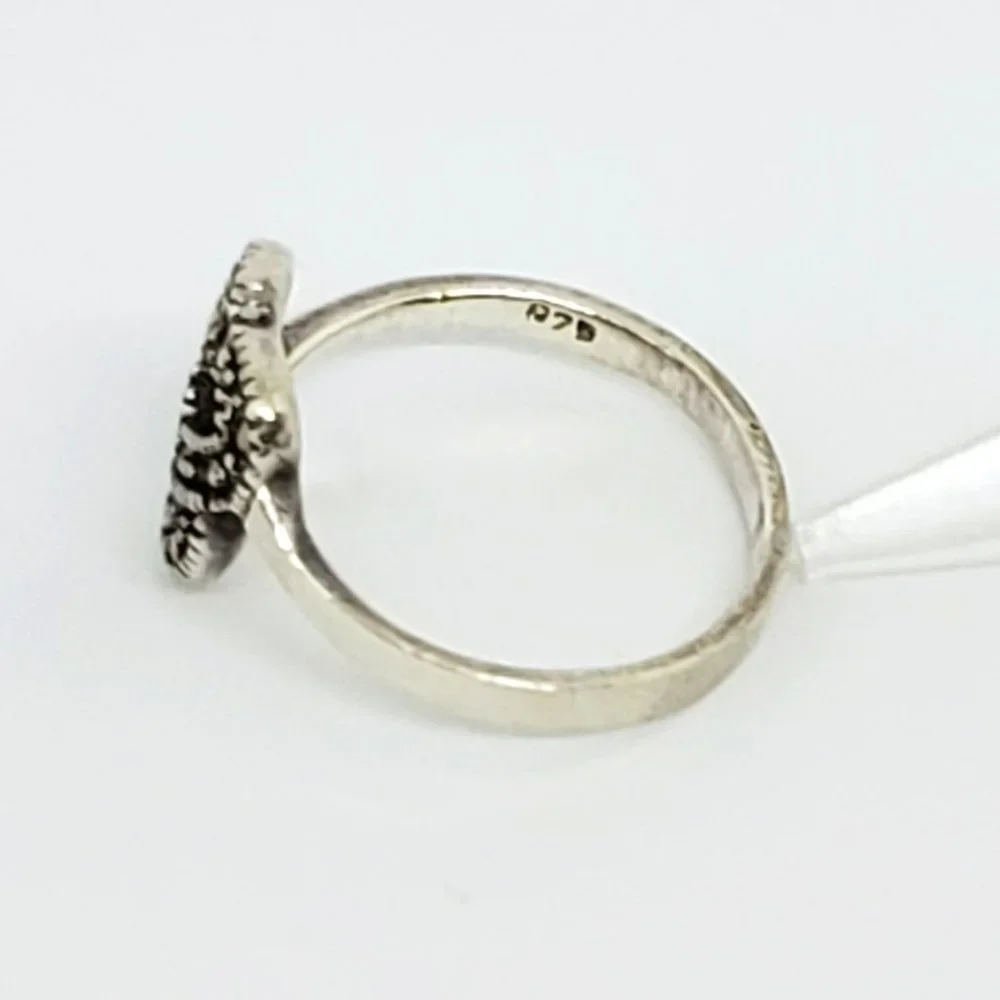 Marsala Co MC Marcasite Double Heart Open Work Sterling Silver Ring
